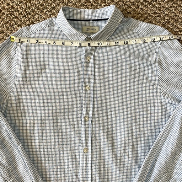 Collezione Cotton Shadow Check Long Sleeve Button Down Shirt - White/Blue - Picture 9 of 13